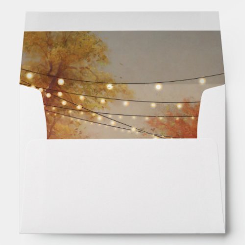 Fall Trees and String Lights Envelope - Fall tree string lights wedding envelopes
