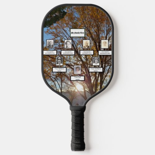 Fall Trees and Sunset Three Generation Family  Pickleball Paddle