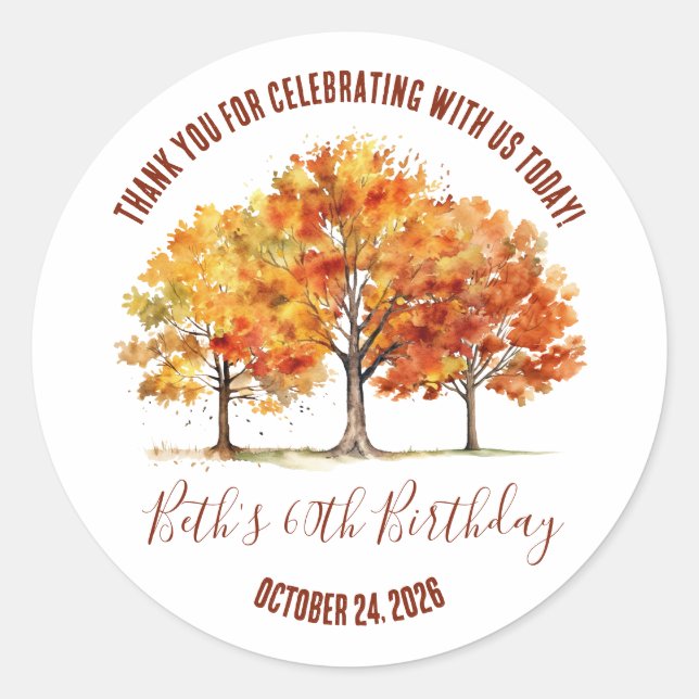Fall Trees, Autumn, Oak, Maple, Trees Party Favor Classic Round Sticker (Front)