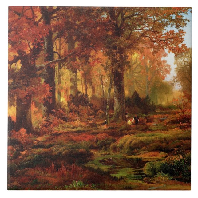 Fall Trees in Cresheim Glen (Philadelphia) Ceramic Tile (Front)