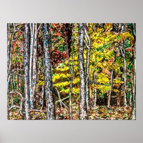 Fall Trees in West Virginia _ Mixed Media Poster