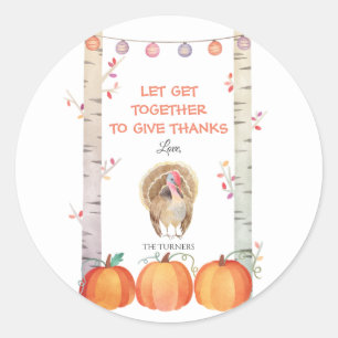Fall Trees Pumpkins Turkey Thanksgiving Party Classic Round Sticker