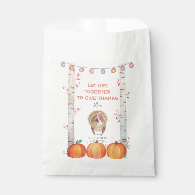 Fall Trees Pumpkins Turkey Thanksgiving Party Favor Bag (Front)