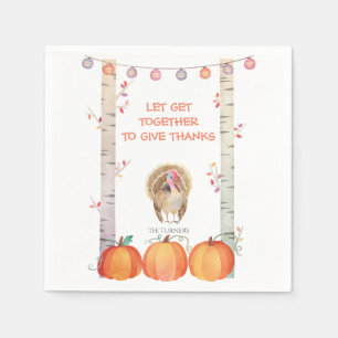 Fall Trees Pumpkins Turkey Thanksgiving Party Napkins