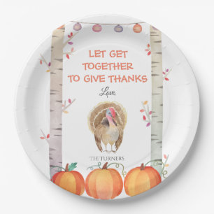 Fall Trees Pumpkins Turkey Thanksgiving Party Paper Plates