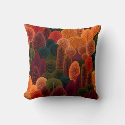 Fall Trees Throw Pillow