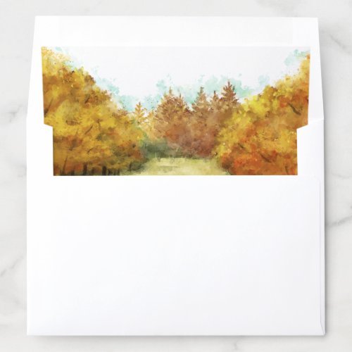 Fall Trees Wedding Invitation Envelope Liner