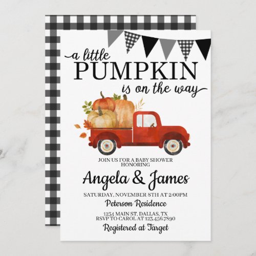 Fall Truck Baby Shower Invitation Pumpkin Patch