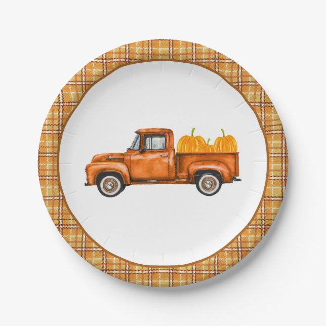 Fall Truck Birthday Plate - Truck Only (Front)
