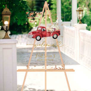 Fall Truck Pumpkin Baby Shower Acrylic Welcome Si Sign