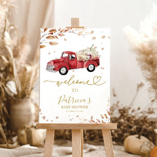 Fall Truck Pumpkin Baby Shower Welcome Sign