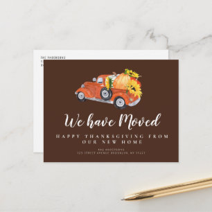 fall truck thanksgiving moving announcement postcard
