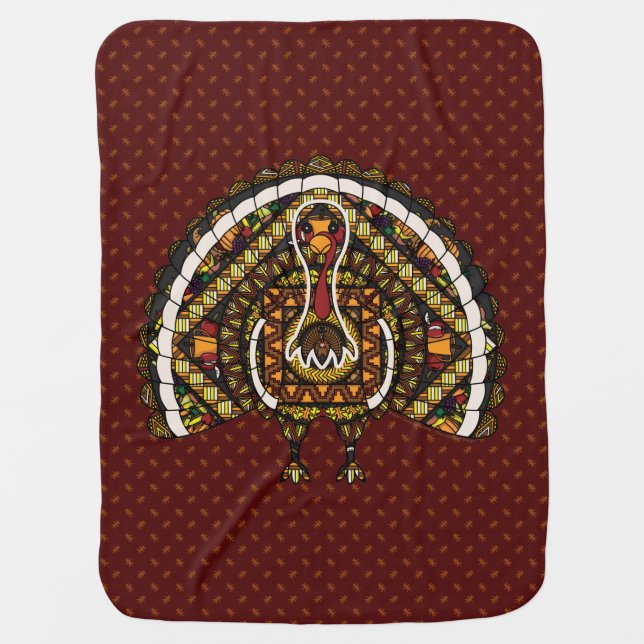Fall Turkey Baby Blanket (Front)