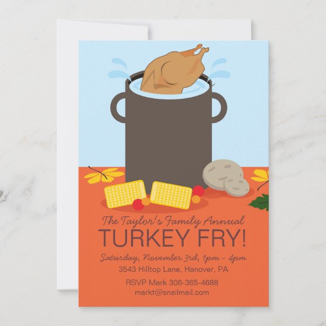 Fall Turkey Fry Party Invitation (Front)