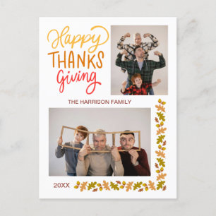 Fall Turkey Happy Thanksgiving 2 Photos Postcard