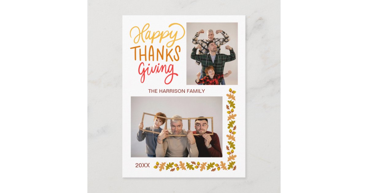 Fall Turkey Happy Thanksgiving 2 Photos Postcard | Zazzle