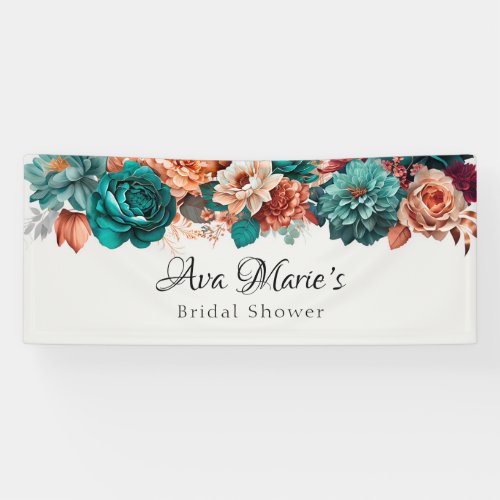 Fall Turquoise and Terracotta Peony Bridal Shower Banner