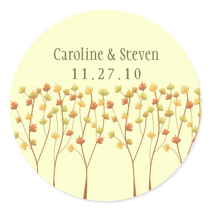 Fall Twig Tree   Wedding Round Sticker