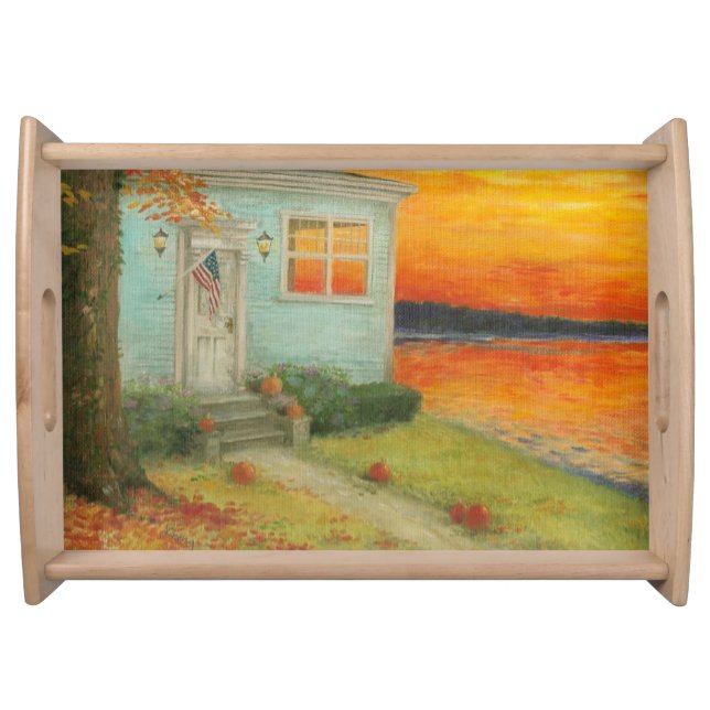 Fall Twilight Poetic Lakehouse Serving Tray (Front)