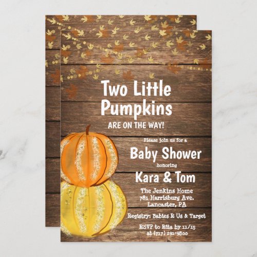 Fall Twin Baby Shower Invitation
