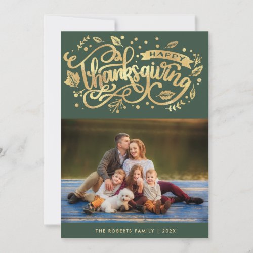 Fall typography thanksgiving photo card