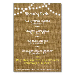 Fall Upcoming Events Church Table Card