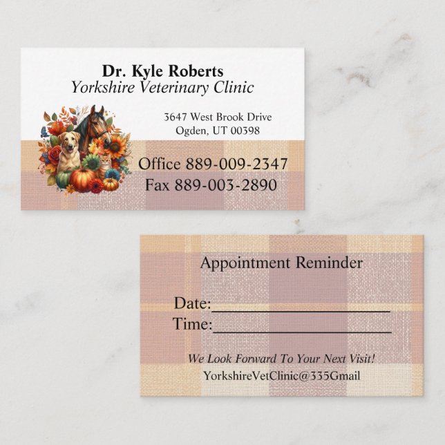 Fall Veterinary  Business Card (Front/Back)