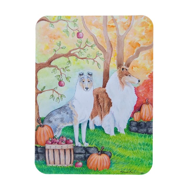 Fall Vibe Collie Magnet (Vertical)