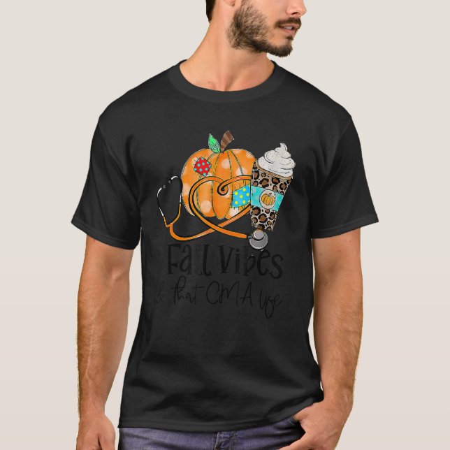Fall Vibes And CMA Life Pumpkin Leopard Thanksgivi T-Shirt (Front)
