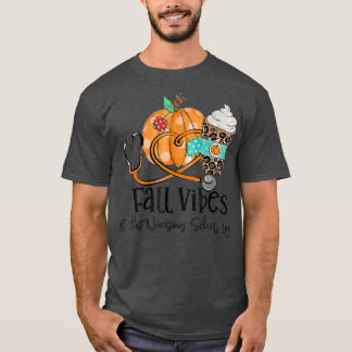 Fall Vibes And Nursing School Life Pumpkin Leopard T-Shirt