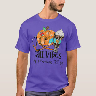 Fall Vibes And Pharmacy Tech Life Pumpkin Leopard T-Shirt