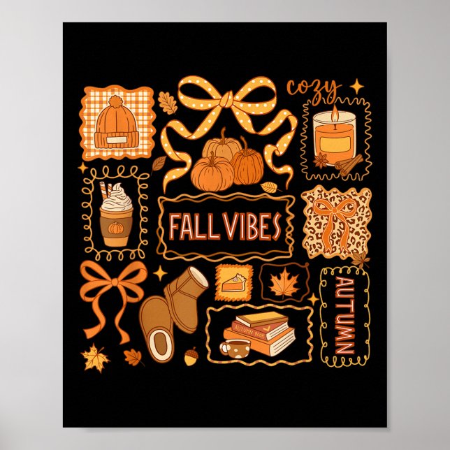 Fall Vibes Autumn Coquette Pumpkin Thanksgiving Co Poster (Front)