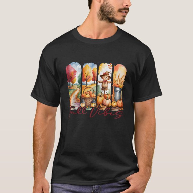 Fall Vibes Autumn Cozy Season Fall Country Farmer  T-Shirt (Front)