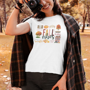 Fall Vibes Autumn Favorites Rustic Watercolor T-Shirt