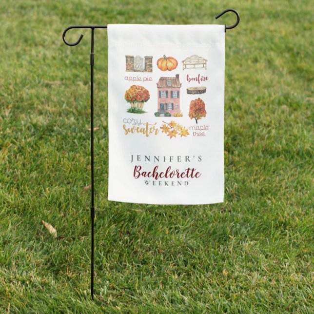 Fall Vibes Autumn Rustic Bachelorette Party  Garden Flag (Creator Uploaded)