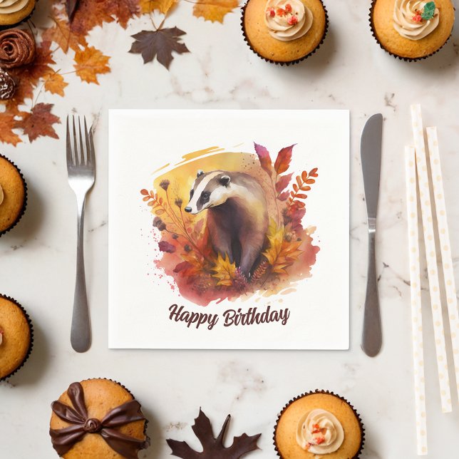 Fall vibes Badger - Birthday  Napkins (Creator Uploaded)