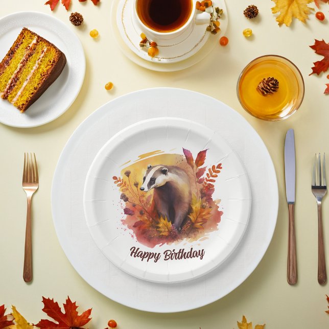 Fall vibes Badger - Birthday  Paper Plates (Creator Uploaded)