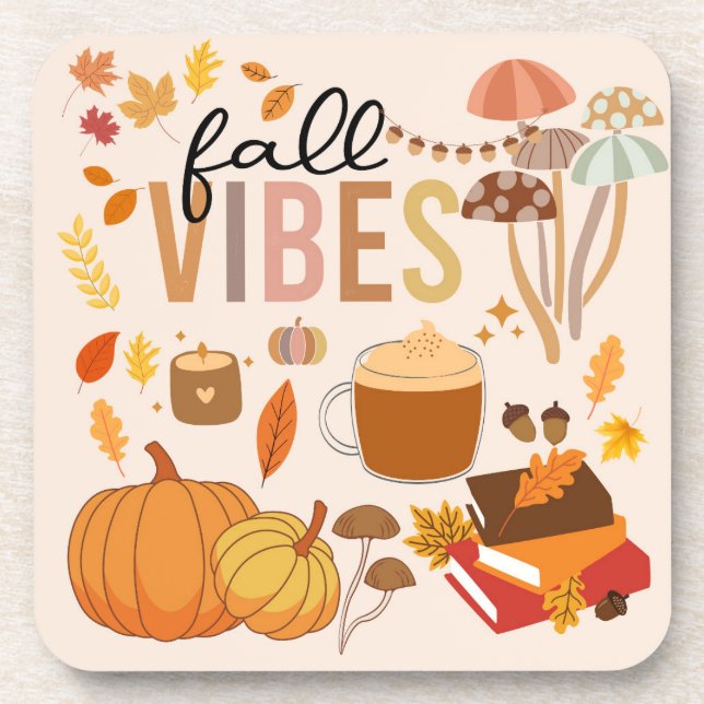 Fall Vibes Beverage Coaster (Front)
