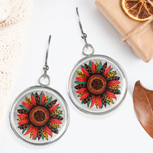 Fall Vibes Boho Sunflower Elegant Autumn Womens Earrings
