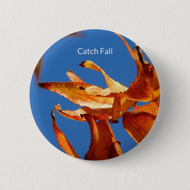Fall Vibes Button – Autumn Leaves Design (Front)