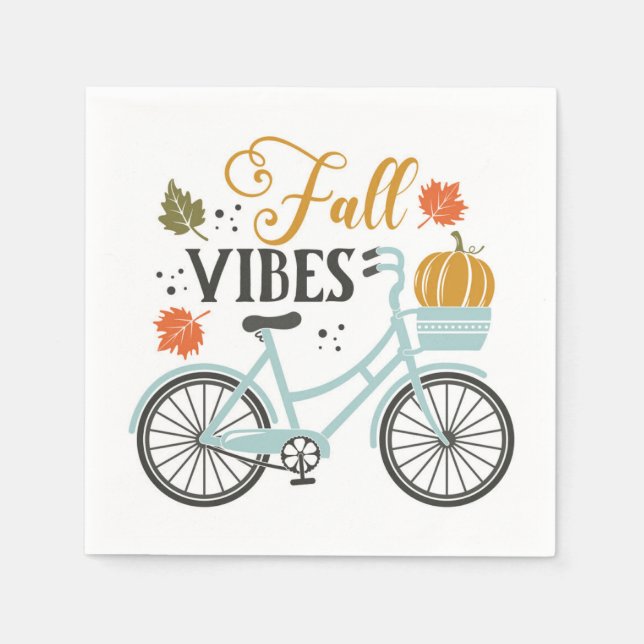 Fall Vibes By Bicycle Napkins (Front)