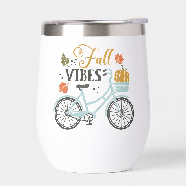 Fall Vibes By Bicycle Thermal Wine Tumbler (Left)