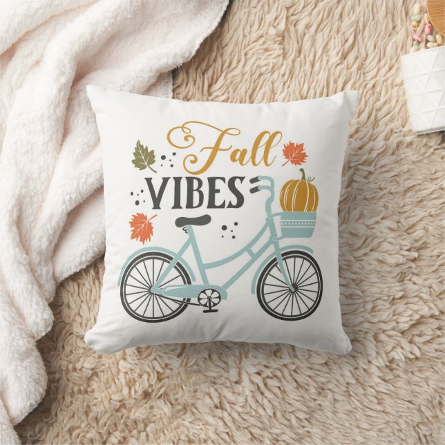 Fall Vibes By Bicycle Throw Pillow (Blanket)