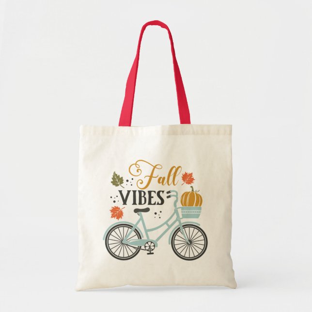 Fall Vibes By Bicycle Tote Bag (Front)