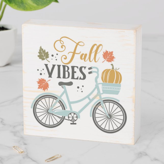 Fall Vibes By Bicycle Wooden Box Sign (In Situ Horizontal)