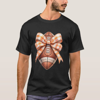 Fall Vibes Coquette Bow American Football Thanksgi T-Shirt