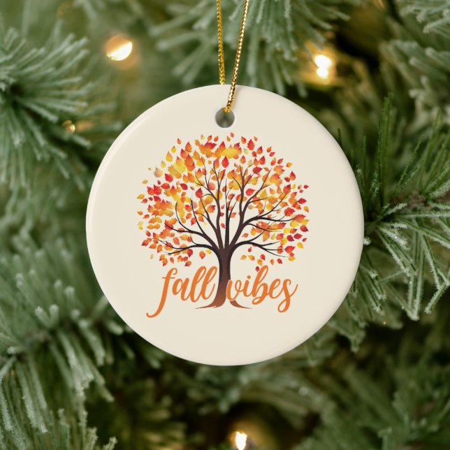 Fall Vibes – Cozy Fall Tree Ceramic Ornament (Tree)