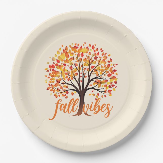 Fall Vibes – Cozy Fall Tree Paper Plates (Front)