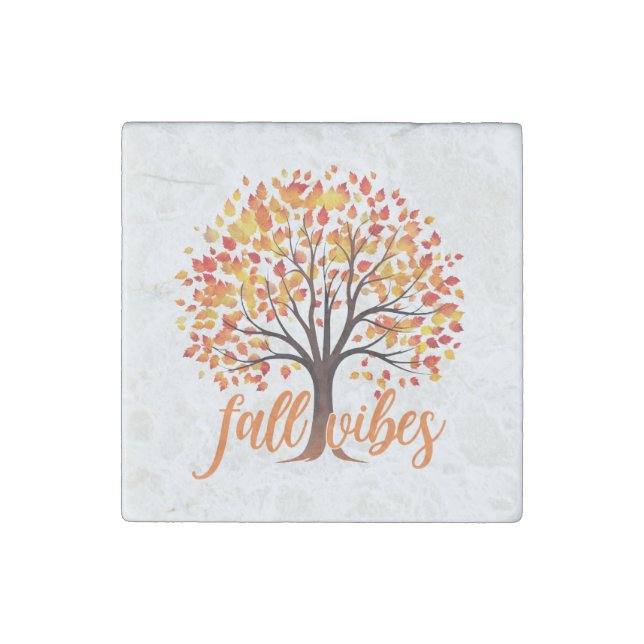Fall Vibes – Cozy Fall Tree Stone Magnet (Front)