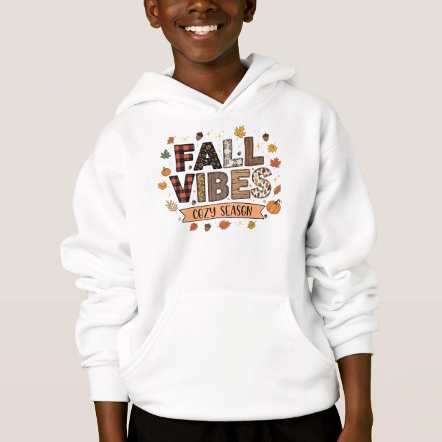 Fall Vibes Cozy Season Graphic Hoodie (Front)